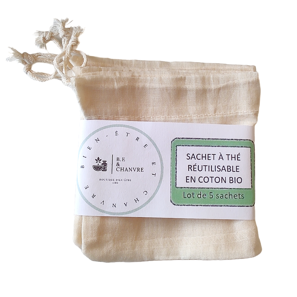 Sachet à thé en coton bio - lot de 5